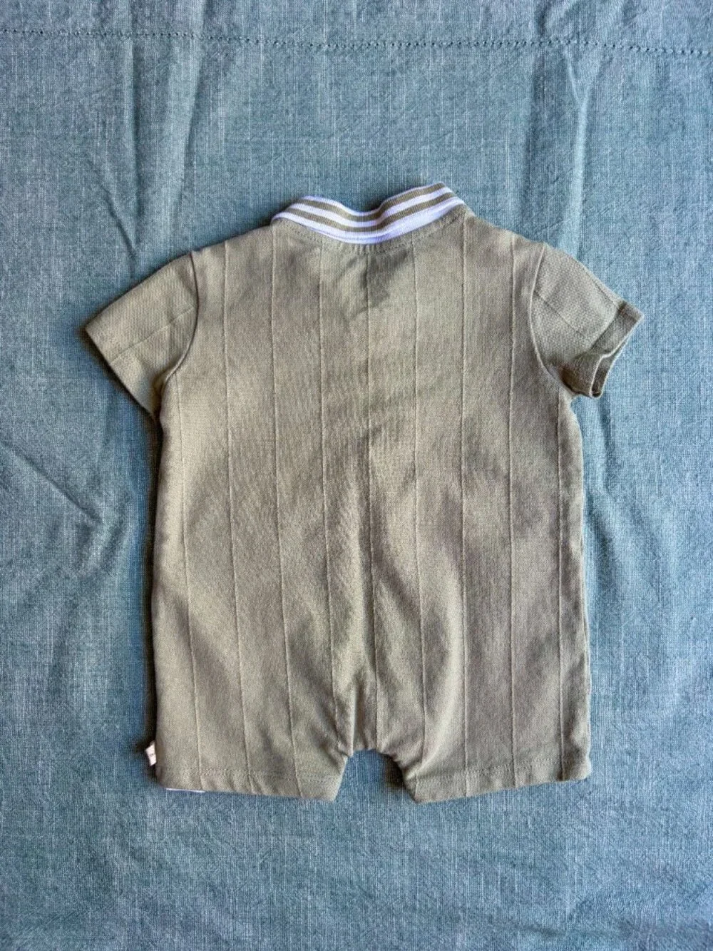 Bearpaw Olive Green Polo Henley Romper Onesie 3-6m